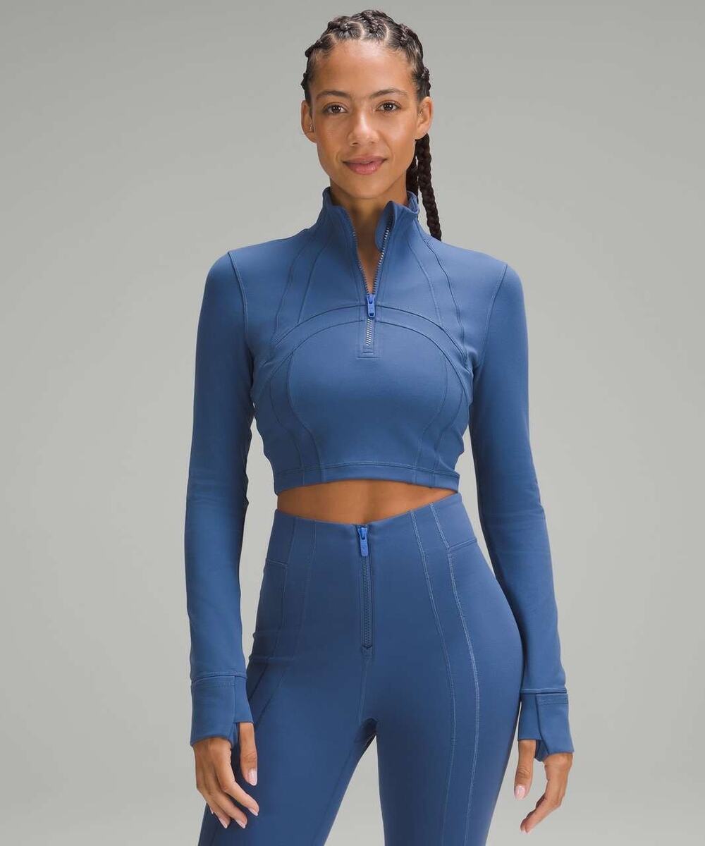 Lululemon Define Cropped Half Zip *Luon Pitch Blue Size 4/6 *EUC